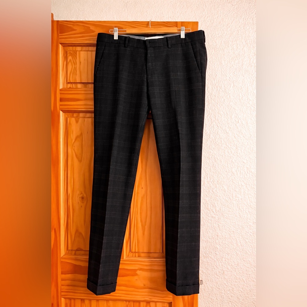 Eredi Pisano Men's Dark Plaid Dress Pants - Classic Tailored Fit